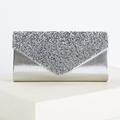 Women's Clutch Bags Polyester for Evening Bridal Wedding Party with Sequin Chain in Solid Color Glitter Shine Silver Gold