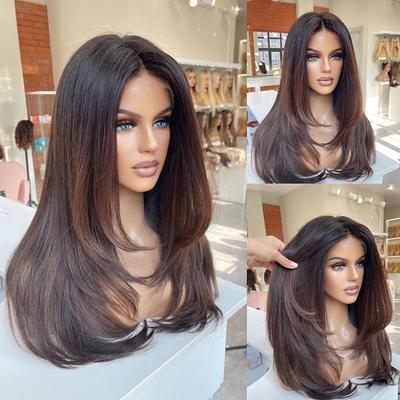 Remy Human Hair 13x4 Lace Front Wig Free Part Brazilian Hair Straight Multi-color Wig 130% 150% Density with Baby Hair Ombre Hair For Women Long Human Hair Lace Wig