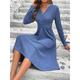 Women's Black Dress Casual Dress A Line Dress Midi Dress Knot Front Street Date Streetwear V Neck Long Sleeve Regular Fit Black Wine Blue Color S M L XL 2XL Size