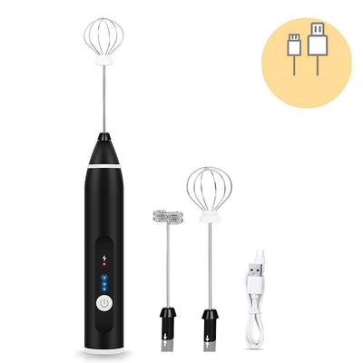 Milk Frother Handheld with 3 Heads Coffee Whisk Foam Mixer with USB Rechargeable 3 Speeds Electric Mini Hand Blender for Latte Cappuccino Hot Chocolate Egg