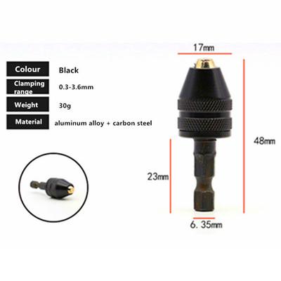 Mini Keyless Drill Chuck 0.3-8mm Self-Tighten Electric Drill Bits Collet Fixture Tools 1/4 Inch Hex Shank Quick Change Converter