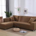 Stretch Sofa Cover Slipcover Elastic Sectional Couch Armchair Loveseat 4 or 4 or 3 Seater L Shape Grey Solid Soft Durable Washable