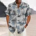 Palm Tree Shirt Men's Pattern Shirt Coconut Palm Tree Lapel Blue Gray Outdoor Street Short Sleeve Clothing Trees Casual
