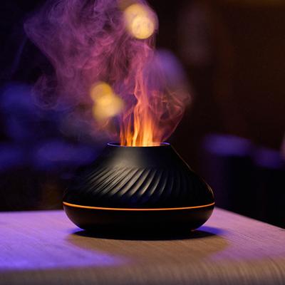Volcano Air Humidifier Aroma Diffuser Essential Oil Lamp 130ml USB Portable Air Humidifier with 7 Colors Flame Night Light