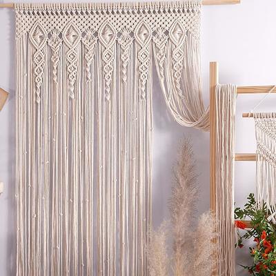 Boho Macrame Curtains Sliding Door Curtain Woven Bohemian Tapestry Decor,Outdoor Curtain Privacy, Patio Wedding Decoration, Room Divider for Pergola, Gazebo, Balcony, Porch