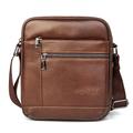 Men's Crossbody Bag Mobile Phone Bag Crossbody Bag Genuine Leather Office Casual Daily Zipper Solid Color Brown