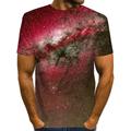 Galaxy Casual Mens 3D Shirt For Party Purple Summer Cotton Men'S Tee Funny Shirts Graphic 3D Starry Sky Round Neck Yellow Red Blue Green Print Causal Daily Short Sleeve Clothing