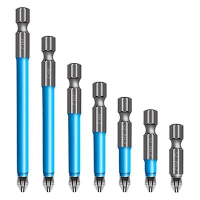 7pcs/set S2 Anti Slip Long Reach Screwdriver BitsBits Precision PH2 Single Cross Head Bits Magnetic Phillips Screwdriver Bits for 25~150mm Screw Hex Shank Screwdriver Bits