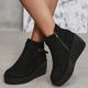 Women's Boots Platform Boots Plus Size Height Increasing Shoes Daily Solid Color Booties Ankle Boots Winter Platform Fashion Minimalism Suede Zipper Black