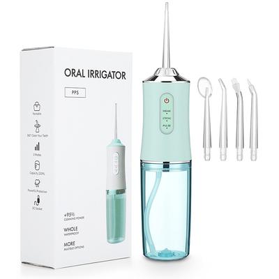 Water Flosser Cordless Dental Oral Irrigator Portable Water Flossers for Teeth with 220ML Detachable Tank Rechargeable IPX7 Waterproof Water Teeth Cleaner Picks with 3 Mode 4 Tips for Family Travel