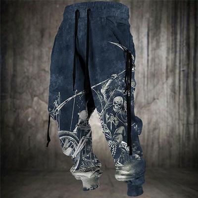 Skull Punk Gothic Men's 3D Print Sweatpants Joggers Pants Trousers Outdoor Street Casual Daily Polyester Black Blue Brown S M L Mid Waist Elasticity Pants