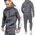 Men's Tracksuit Sweatsuit Patchwork 2 Piece Casual Winter Long Sleeve Breathable Sweat wicking Fitness Gym Workout Running Sportswear Activewear Solid Colored Black Dark Blue Red