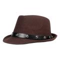 Men's Fedora Hat Sun Hat Fedora Trilby Hat Black Coffee Woolen Streetwear Stylish 1920s Fashion Outdoor Daily Going out Plain Warm