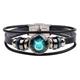 1pcs Men's Leather Bracelet 12 Constellation Vintage Punk Black Zodiac Rock Hip Hop Bracelet Jewelry