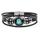 1pcs Men's Leather Bracelet 12 Constellation Vintage Punk Black Zodiac Rock Hip Hop Bracelet Jewelry