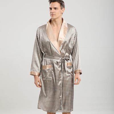 Men's Plus Size Pajamas Robe Silk Robe Robes Gown Striped Robes Daily Spa Faux Silk Satin Lightweight Deep V Stripe Belt Included Fall Spring Summer Champagne Blue