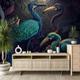 Cool Wallpapers Nature Wallpaper Wall Mural Green Peacock Wall Covering Sticker Peel Stick Removable PVC/Vinyl Material Self Adhesive/Adhesive Required Wall Decor for Living Room Kitchen Bathroom
