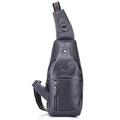 Men's Sling Shoulder Bag Chest Bag Cowhide Outdoor Daily Zipper Waterproof Solid Color Black Grey Black Yellow