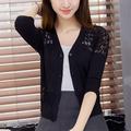 Women's Shrug Knitted Button Pure Color Stylish Elegant Casual 3/4 Length Sleeve Sweater Cardigans V Neck Spring Summer Blue White Black