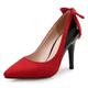 Women's Heels Pumps High Heels Valentine's Day Daily Color Block Bowknot Pumps Pointed Toe Suede Patent Leather Loafer Black Red