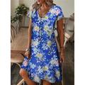 Women's Summer Dress Print Dress Leaf Floral Print V Neck Midi Dress Fashion Modern Outdoor Daily Short Sleeve Regular Fit Black White Yellow Summer Spring S M L XL XXL