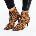 Women's Boots Booties Ankle Boots Animal Print Plus Size Heel Boots Outdoor Daily Work Winter Kitten Heel Pointed Toe Classic Casual Suede Zipper Leopard Snake Leopard Black White