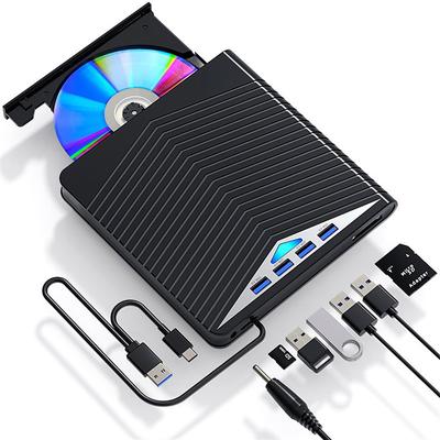 4 USB With LED Lights External CD/DVD Players For Personal Computers CD/DVD Players. Type-C Multi-function Extender Card Reader For Windows/Liunx/Mac Os/for Mac Book/Note Book/for I Mac/Mac OS/SE/ME