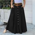 Women's Swing Work Skirts Long Skirt Maxi Skirts Pocket Split Solid Colored Office / Career Casual Daily Summer Polyester Streetwear coastalgrandmastyle Basic Summer Black Wine Royal Blue