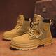 Men's Boots Platform Boots Work Boots Walking Casual Daily Leather Comfortable Booties / Ankle Boots Lace-up Beige / White Black Yellow Spring Fall
