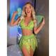 Fairytale Tinker Bell Cosplay Costume Wings Bra Mini Skirt Adults' Women's Glossy Sexy Costume Performance Party Halloween Halloween Carnival Masquerade Easy Halloween Costumes Mardi Gras