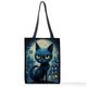 Women's Tote Shoulder Bag Canvas Tote Bag Polyester Shopping Daily Holiday Print Large Capacity Foldable Lightweight Cat Royal Blue Blue Dark Blue