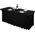 Spandex Table Cover White Outdoor Tablecloth 6Ft 4Ft 8Ft Stretch Black Spring Table Cloth Rectangular for Patio,Picnic,Wedding,Dining,Easter,Kitchen