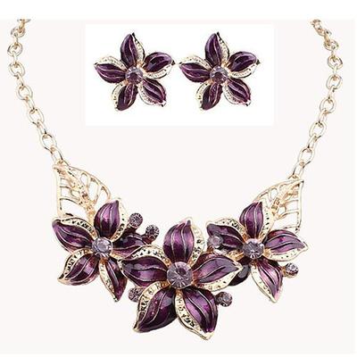 Jewelry Set Necklace / Earrings For Women's Synthetic Diamond Party Wedding Casual Alloy Flower Gold / Daily