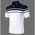 Men's Polo Shirt Golf Shirt Outdoor Business Classic Short Sleeves Fashion Designer Color Block Striped Classic Style Summer Spring Regular Fit Black Navy Blue Blue Brown Green Gray Polo Shirt