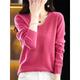 Women's Pullover Sweater Jumper V Neck Ribbed Knit Polyester Knitted Fall Winter Regular Outdoor Daily Going out Fashion Casual Soft Long Sleeve Solid Color Forest Green Cherry Red Red bean paste M L