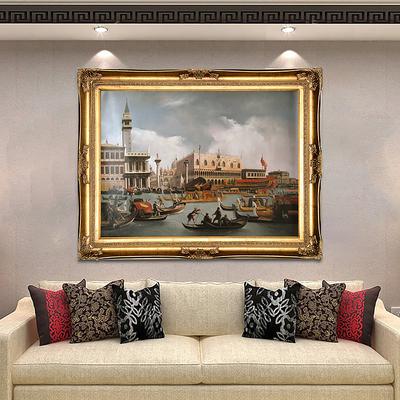 Handmade Oil Painting Canvas Wall Art Decoration Italian Classical Paintings Canaletto Boat racing on the Grand Canal for Home Decor Rolled Frameless Unstretched Painting