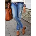 Women's Jeans Denim Solid Colored Blue Casual Low Rise Full Length Casual Daily