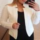 Women's Plus Size Blazer Solid Color Formal Office Long Sleeve Collarless Regular Winter Fall Black Pink Yellow XL XXL 3XL 4XL 5XL