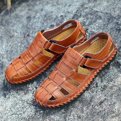 Men's Leather Fisherman Sandals – Breathable Handmade Casual Outdoor Beach Shoes