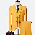 Black White Yellow Men's Wedding Party Evening Homecoming Suits Solid Colored 3 Piece Slim Fit Single Breasted Two-buttons 2024