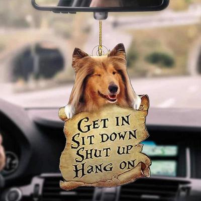 Cute Dog Ornament Lovely Acrylic Animal Car Hanger Car Decor Two Sided Ornament