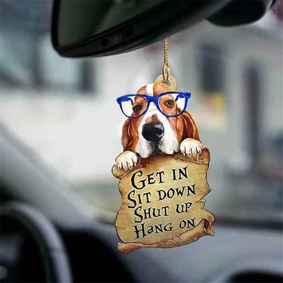 Cute Dog Ornament Lovely Acrylic Animal Car Hanger Car Decor Two Sided Ornament