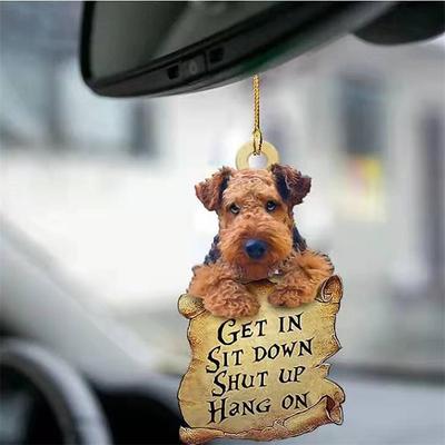 Cute Dog Ornament Lovely Acrylic Animal Car Hanger Car Decor Two Sided Ornament