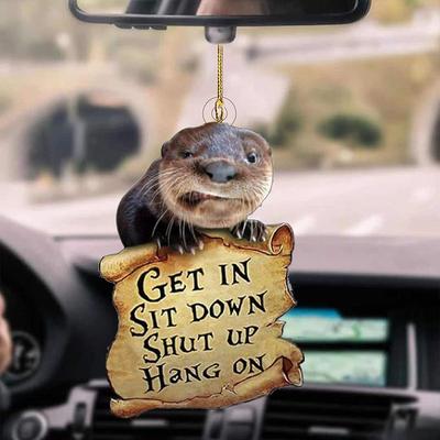 Cute Dog Ornament Lovely Acrylic Animal Car Hanger Car Decor Two Sided Ornament