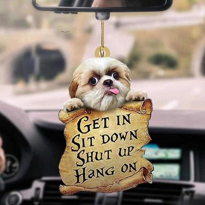 Cute Dog Ornament Lovely Acrylic Animal Car Hanger Car Decor Two Sided Ornament