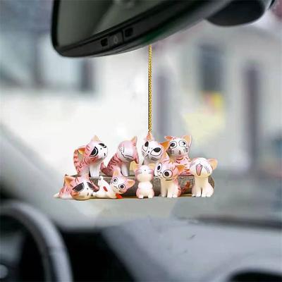 Cute Dog Ornament Lovely Acrylic Animal Car Hanger Car Decor Two Sided Ornament