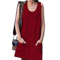 Women's Tank Top T shirt Dress Vest Plain Daily Weekend Pocket Black Sleeveless Streetwear Casual U Neck