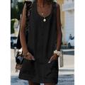 Women's Tank Top T shirt Dress Vest Plain Daily Weekend Pocket Black Sleeveless Streetwear Casual U Neck