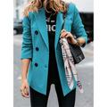 Women's Blazer Outdoor Button Solid Color Warm Fashion Regular Fit Outerwear Long Sleeve Fall Light Blue S