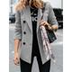 Women's Blazer Outdoor Button Solid Color Warm Fashion Regular Fit Outerwear Long Sleeve Fall Light Blue S